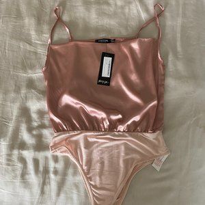 NWT Blush Satin Bodysuit